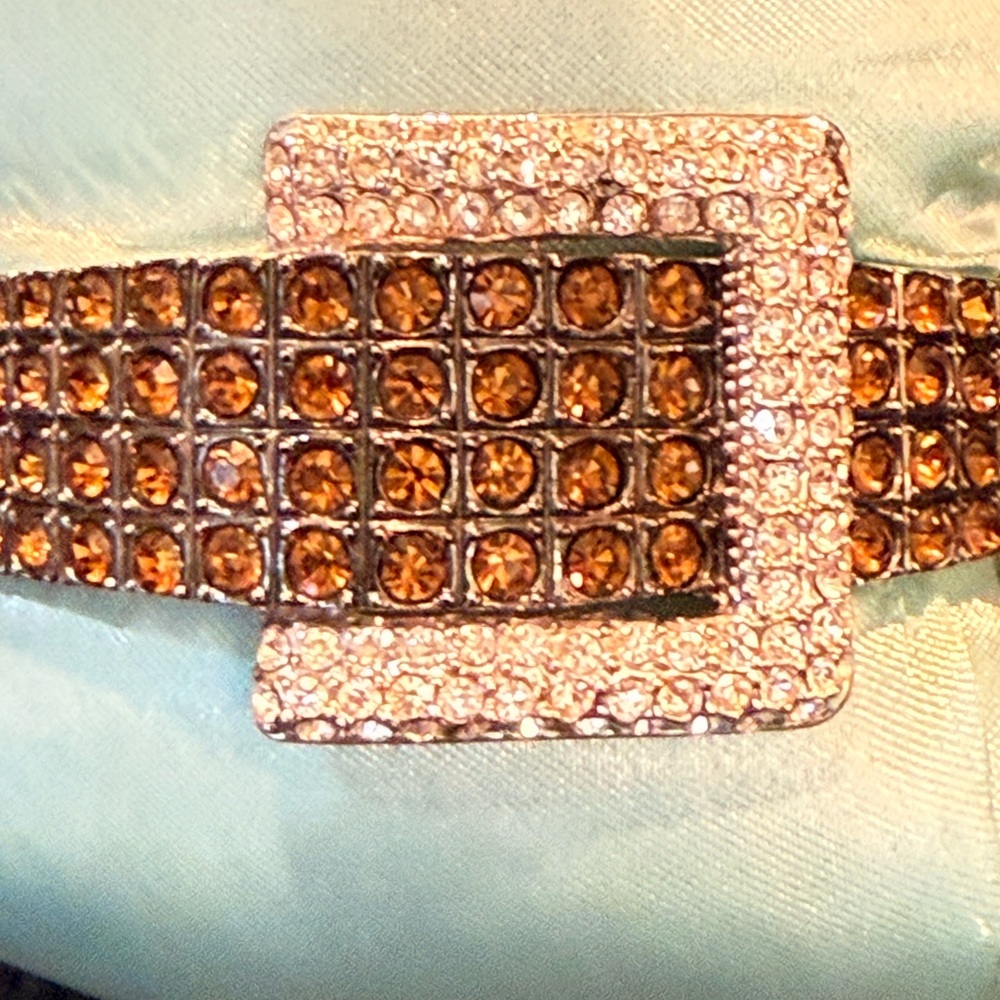 Brown chocolate and Silver Gemstone Bracelet with Sparkling buckle Frame